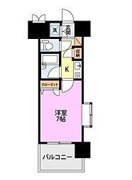 トーカンキャステール西湊町 1Kの間取図画像