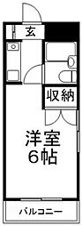 シティフラット25 3階ワンルームの間取り
