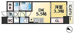 セレニテ神戸ミラク 1DKの間取図画像