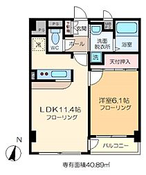 イーストテラス 1階1LDKの間取り