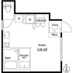 アパルトメント梅丘グランデ 1階ワンルームの間取り