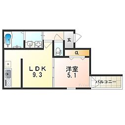 フジパレス城東諏訪サウス1番館 1LDKの間取図画像