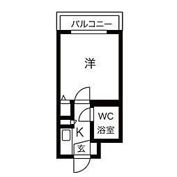 シティパレス京都東山 2階1Kの間取り