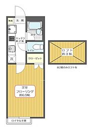 シシアシティ 1Kの間取図画像