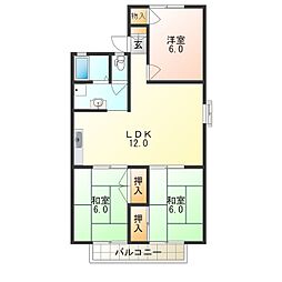 ファミールパルA棟 3LDKの間取図画像