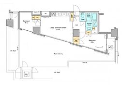 プラウドフラット西早稲田 6階2LDKの間取り