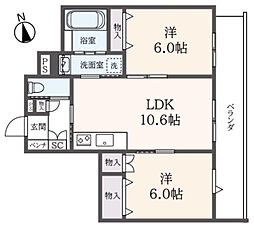 （シニア限定）へーベルヴィレッジときわ台〜Ｓｅｒｅｎｉｔｙ 3階2LDKの間取り