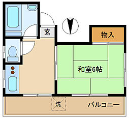 グリーンテラス 1Kの間取図画像