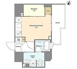 KDXレジデンス本蓮沼 6階1DKの間取り