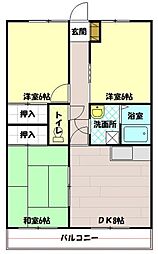 ハピネスマンションII 1階3DKの間取り