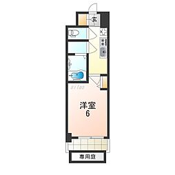 阪神なんば線 桜川駅 徒歩6分の賃貸マンション 8階1Kの間取り