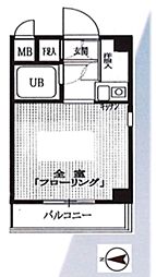 コーポレージ中葛西 3階1Kの間取り