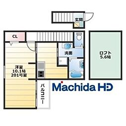 あんしん+小山 1Kの間取図画像