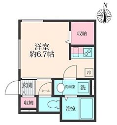 美らテラス ワンルームの間取図画像