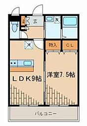 エルミタージュ 3階1LDKの間取り