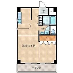 レ・フォール 2階ワンルームの間取り