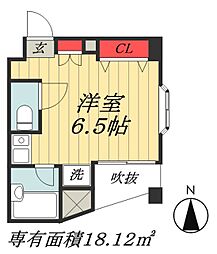 JR総武線 市川駅 徒歩3分の賃貸マンション 3階ワンルームの間取り