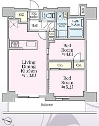 リビオメゾン西麻布 2LDKの間取図画像