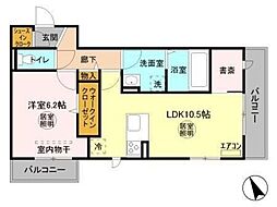 ステーションヒルズ本八幡 2階1LDKの間取り