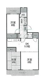 サンハイム大宮 3DKの間取図画像