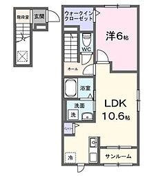 カフーエス 1LDKの間取図画像