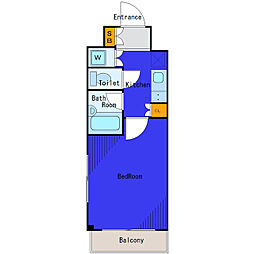 東急池上線 千鳥町駅 徒歩2分の賃貸マンション 3階1Kの間取り