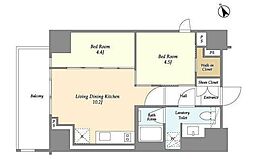 ASPRIME八丁堀 2LDKの間取図画像