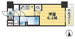 JR東海道・山陽本線 三ノ宮駅 徒歩13分の賃貸マンション 5階1Kの間取り