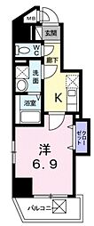 アルカディアV 5階1Kの間取り