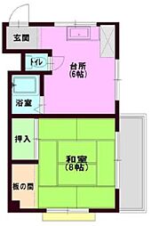 八十吉コーポ 1DKの間取図画像