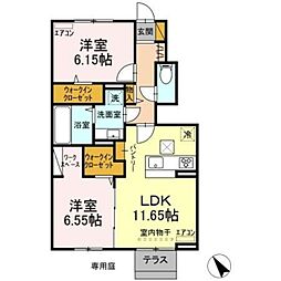 Faon Grace 1階2LDKの間取り