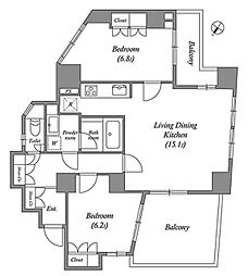 COSMOSREID石神井公園 2LDKの間取図画像
