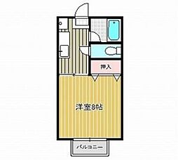 ミドル東大沼 2階1Kの間取り