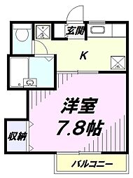 アーク・イノウエ 2階1Kの間取り