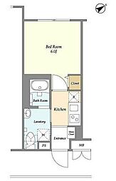 ディームス初台I 2階1Kの間取り