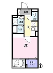 ライジング練馬 2階1Kの間取り