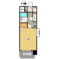 ライオンズマンション西新第5 1Kの間取図画像