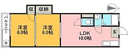 山崎マンション 2LDKの間取図画像