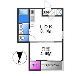 F asecia lani 2階1LDKの間取り