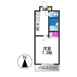 フォレスト今里 1Kの間取図画像