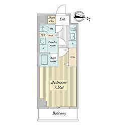 仙台市営南北線 勾当台公園駅 徒歩7分の賃貸マンション 2階1Kの間取り