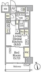 ザ・パークハビオ神楽坂レジデンスサウス 10階1LDKの間取り