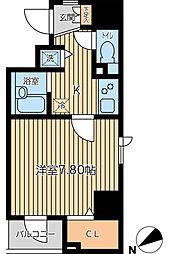 東京メトロ有楽町線 新富町駅 徒歩5分の賃貸マンション 4階1Kの間取り