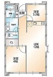ハビテ小平 2LDKの間取図画像