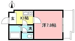 京王井の頭線 高井戸駅 徒歩9分の賃貸マンション 2階1Kの間取り