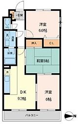 プライムアーバン武蔵小金井 3階2LDKの間取り