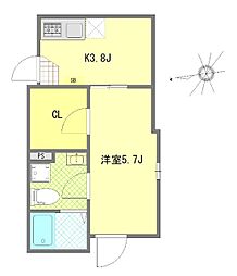 ＡＬＢＡ亀有 1階1Kの間取り
