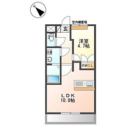 シェルルみなみ野 2階1LDKの間取り