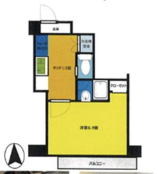アルテリア浜松町 1Kの間取図画像