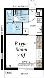 リブリ・リヴェール南流山 3階1Kの間取り